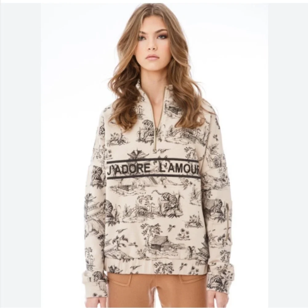 ellandem J'ADORE L'amour Pattern Half Zip Toile Jacket